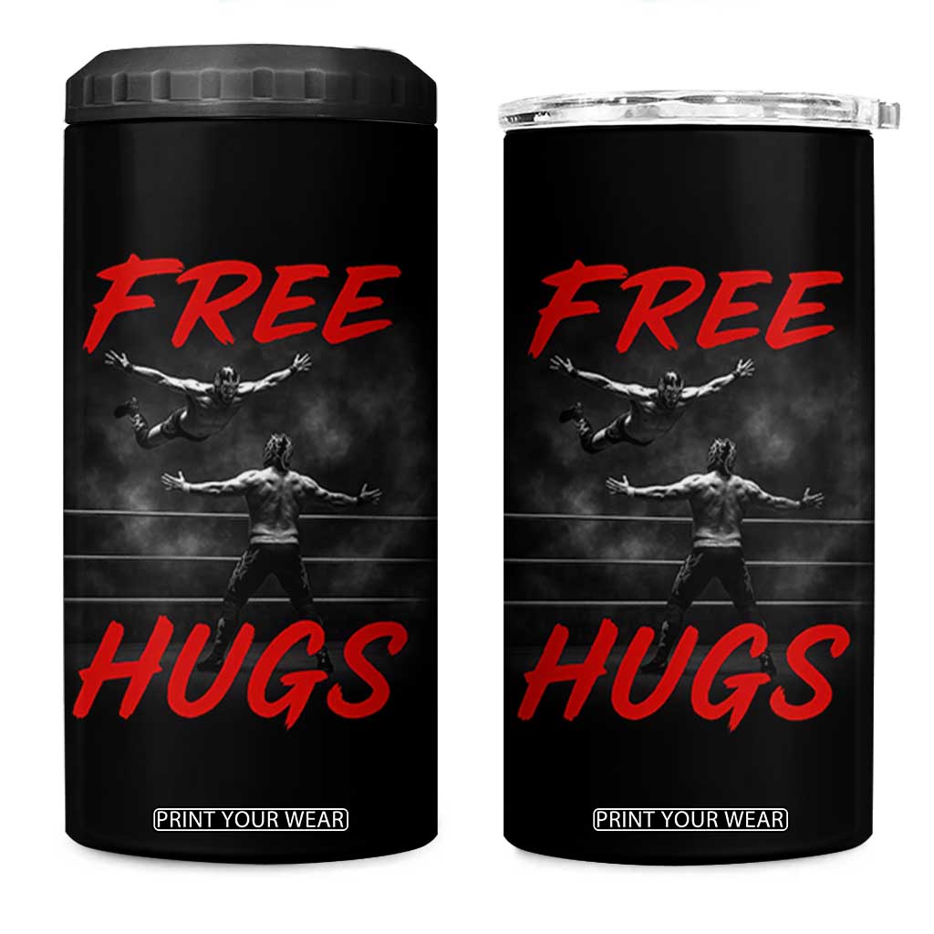 Free Hugs Wrestling 4 in 1 Can Cooler Tumbler Funny Luchador Mexican Wrestler TS10 One Size: 16 oz Black Print Your Wear