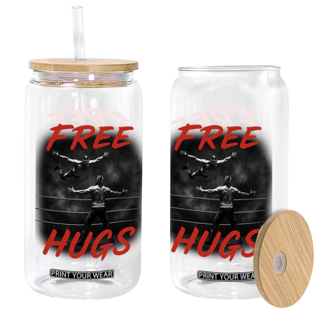 Free Hugs Wrestling Glass Can Funny Luchador Mexican Wrestler TS10 Print Your Wear