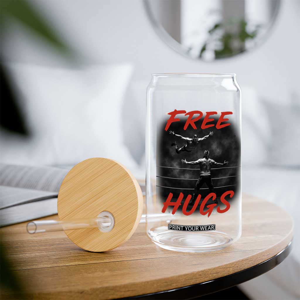 Free Hugs Wrestling Glass Can Funny Luchador Mexican Wrestler TS10 Print Your Wear