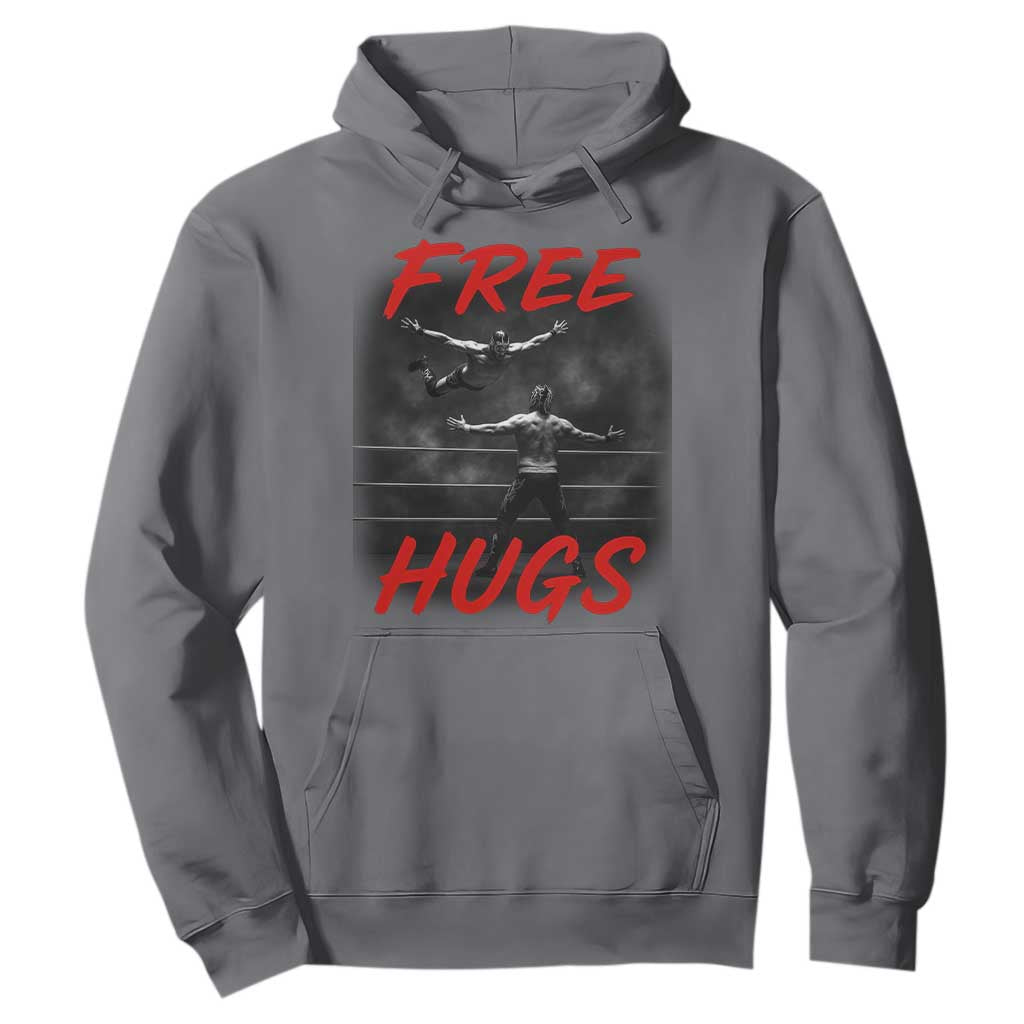 Free Hugs Wrestling Hoodie Funny Luchador Mexican Wrestler TS10 Charcoal Print Your Wear