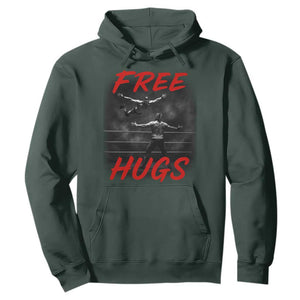Free Hugs Wrestling Hoodie Funny Luchador Mexican Wrestler TS10 Dark Forest Green Print Your Wear