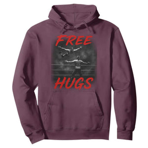Free Hugs Wrestling Hoodie Funny Luchador Mexican Wrestler TS10 Maroon Print Your Wear