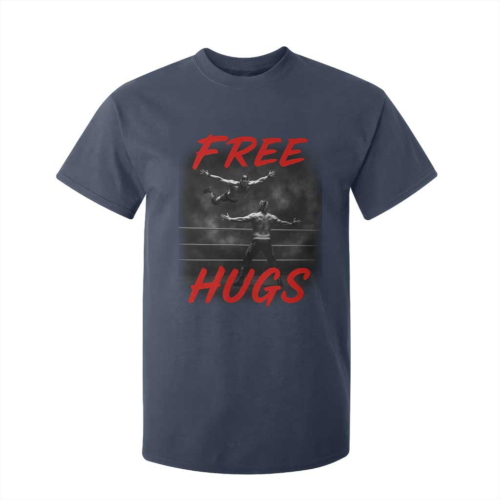 Free Hugs Wrestling T Shirt For Kid Funny Luchador Mexican Wrestler TS10 Navy Print Your Wear