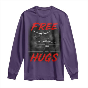 Free Hugs Wrestling Long Sleeve Shirt Funny Luchador Mexican Wrestler TS10 Purple Print Your Wear