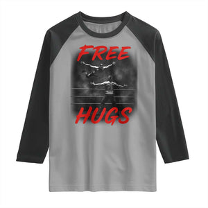 Free Hugs Wrestling Raglan Shirt Funny Luchador Mexican Wrestler TS10 Sport Gray Black Print Your Wear