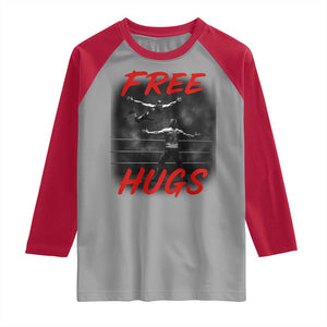Free Hugs Wrestling Raglan Shirt Funny Luchador Mexican Wrestler TS10 Sport Gray Red Print Your Wear