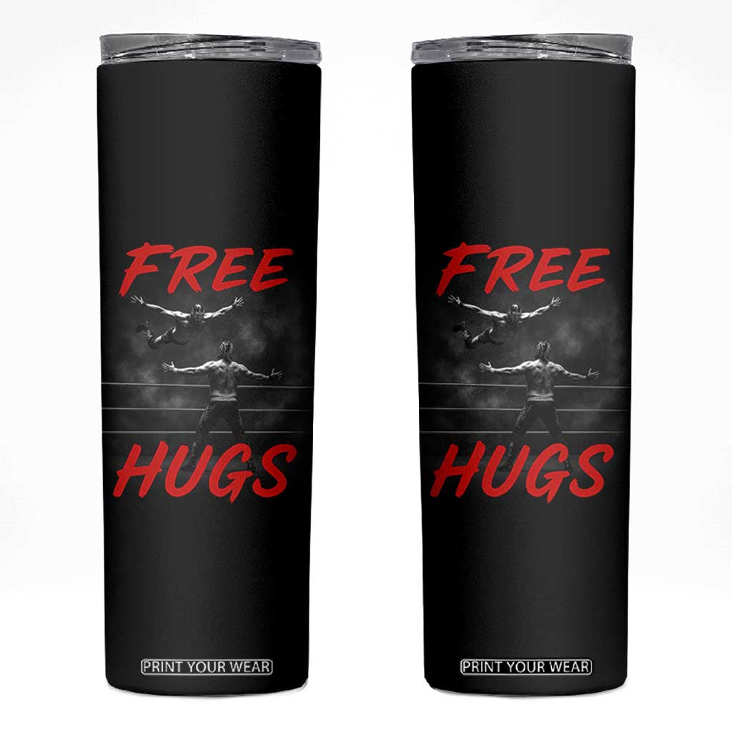 Free Hugs Wrestling Skinny Tumbler Funny Luchador Mexican Wrestler TS10 Black Print Your Wear