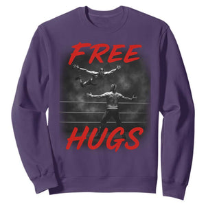 Free Hugs Wrestling Sweatshirt Funny Luchador Mexican Wrestler TS10 Purple Print Your Wear
