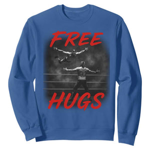 Free Hugs Wrestling Sweatshirt Funny Luchador Mexican Wrestler TS10 Royal Blue Print Your Wear