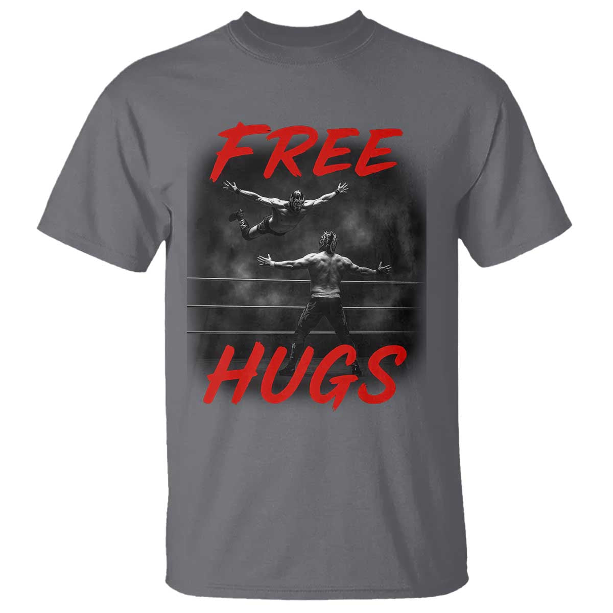Free Hugs Wrestling T Shirt Funny Luchador Mexican Wrestler TS10 Charcoal Print Your Wear