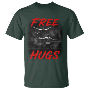 Free Hugs Wrestling T Shirt Funny Luchador Mexican Wrestler TS10 Dark Forest Green Print Your Wear