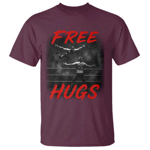 Free Hugs Wrestling T Shirt Funny Luchador Mexican Wrestler TS10 Maroon Print Your Wear