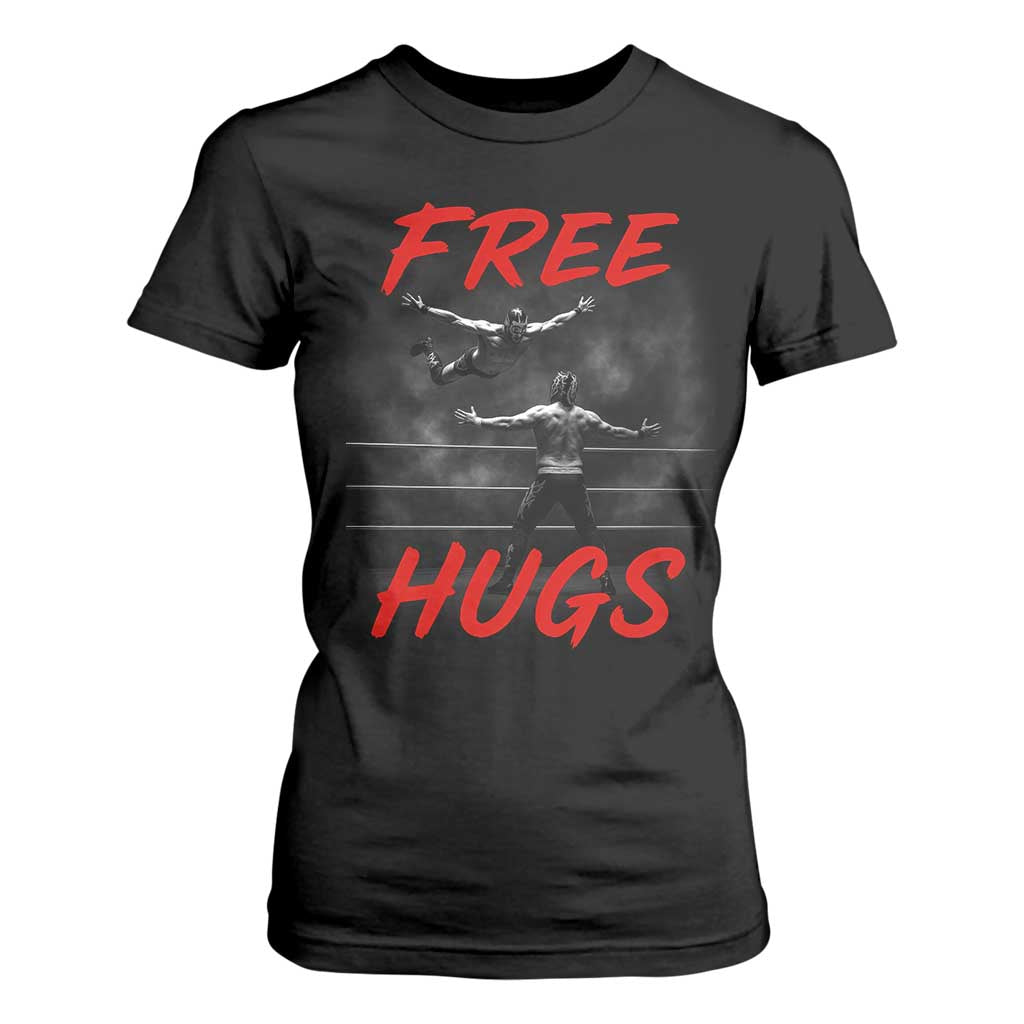 Free Hugs Wrestling T Shirt For Women Funny Luchador Mexican Wrestler TS10 Black Print Your Wear