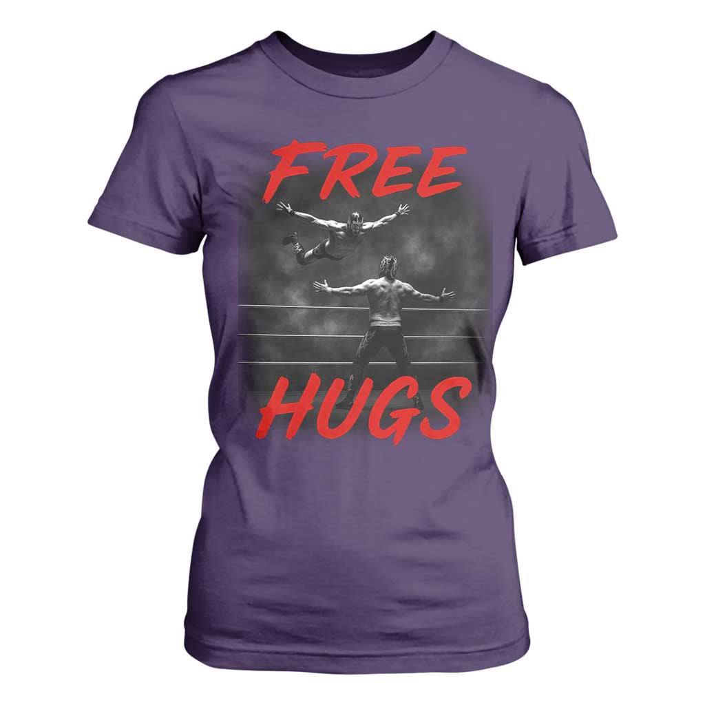 Free Hugs Wrestling T Shirt For Women Funny Luchador Mexican Wrestler TS10 Purple Print Your Wear