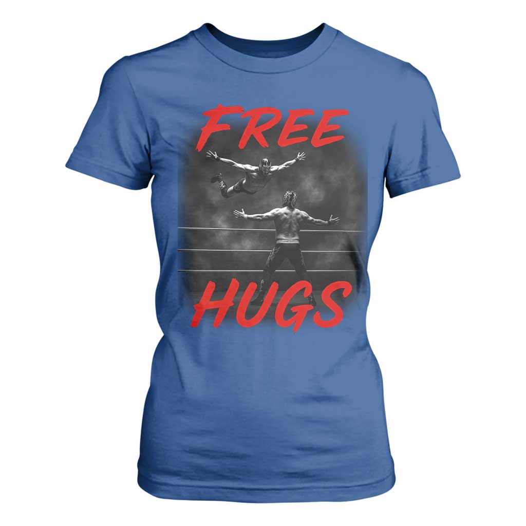 Free Hugs Wrestling T Shirt For Women Funny Luchador Mexican Wrestler TS10 Royal Blue Print Your Wear