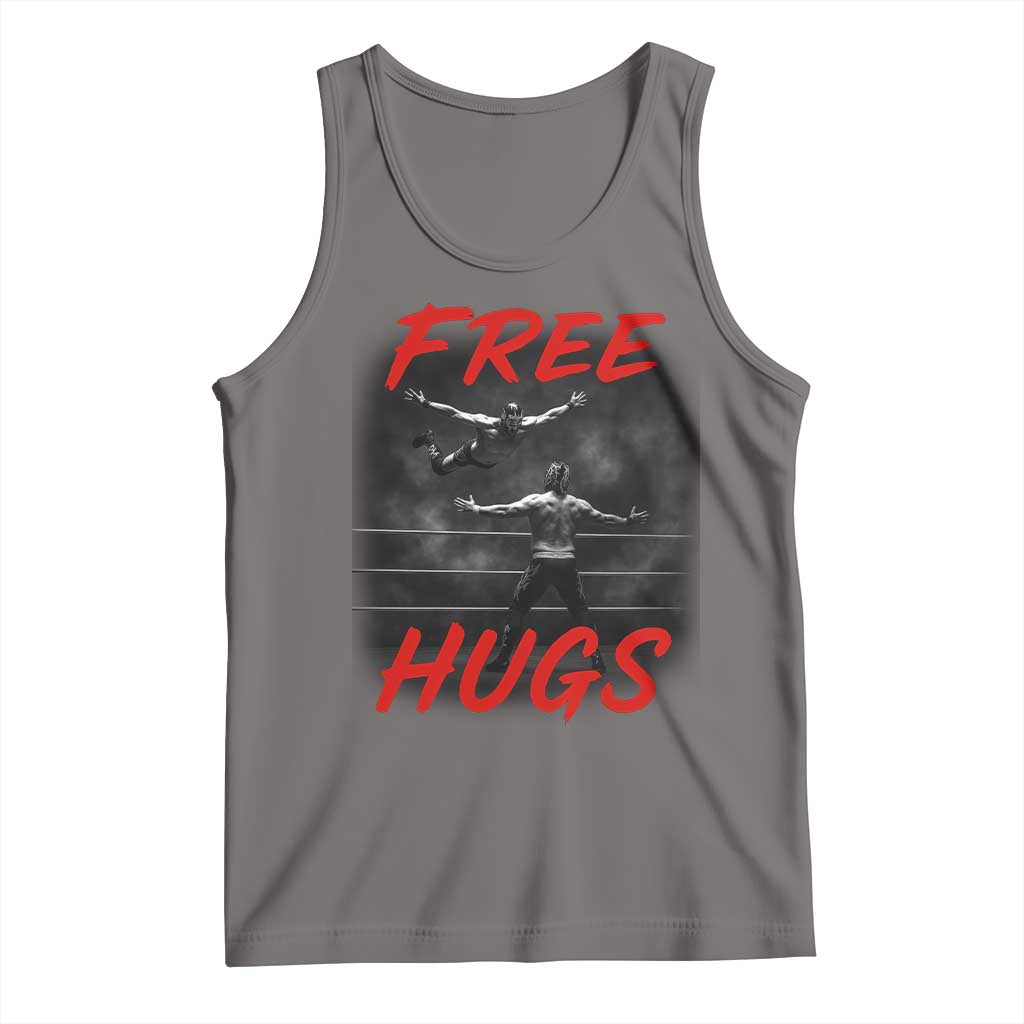 Free Hugs Wrestling Tank Top Funny Luchador Mexican Wrestler TS10 Deep Heather Print Your Wear