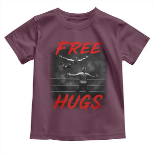 Free Hugs Wrestling Toddler T Shirt Funny Luchador Mexican Wrestler TS10 Maroon Print Your Wear