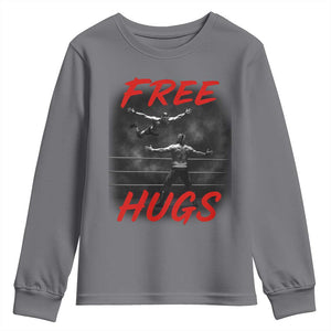 Free Hugs Wrestling Youth Sweatshirt Funny Luchador Mexican Wrestler TS10 Charcoal Print Your Wear