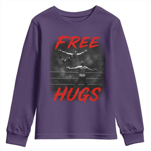 Free Hugs Wrestling Youth Sweatshirt Funny Luchador Mexican Wrestler TS10 Purple Print Your Wear