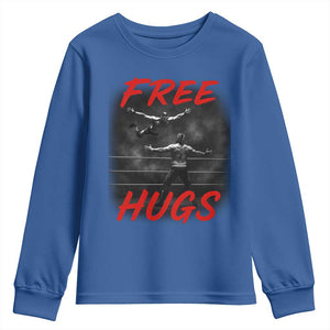 Free Hugs Wrestling Youth Sweatshirt Funny Luchador Mexican Wrestler TS10 Royal Blue Print Your Wear