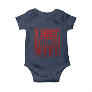 I Just Turned Heel Baby Onesie Pro Wrestling Retro Distressed TS10 Navy Print Your Wear