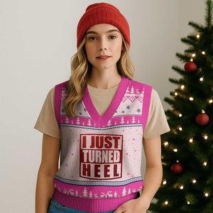I Just Turned Heel V-Neck Knit Sweater Vest Pro Wrestling Retro Distressed TS10 Hot Pink Print Your Wear