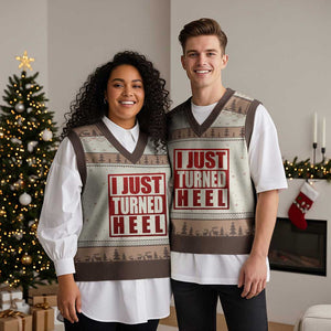 I Just Turned Heel V-Neck Knit Sweater Vest Pro Wrestling Retro Distressed TS10 Mocha Mousse Print Your Wear