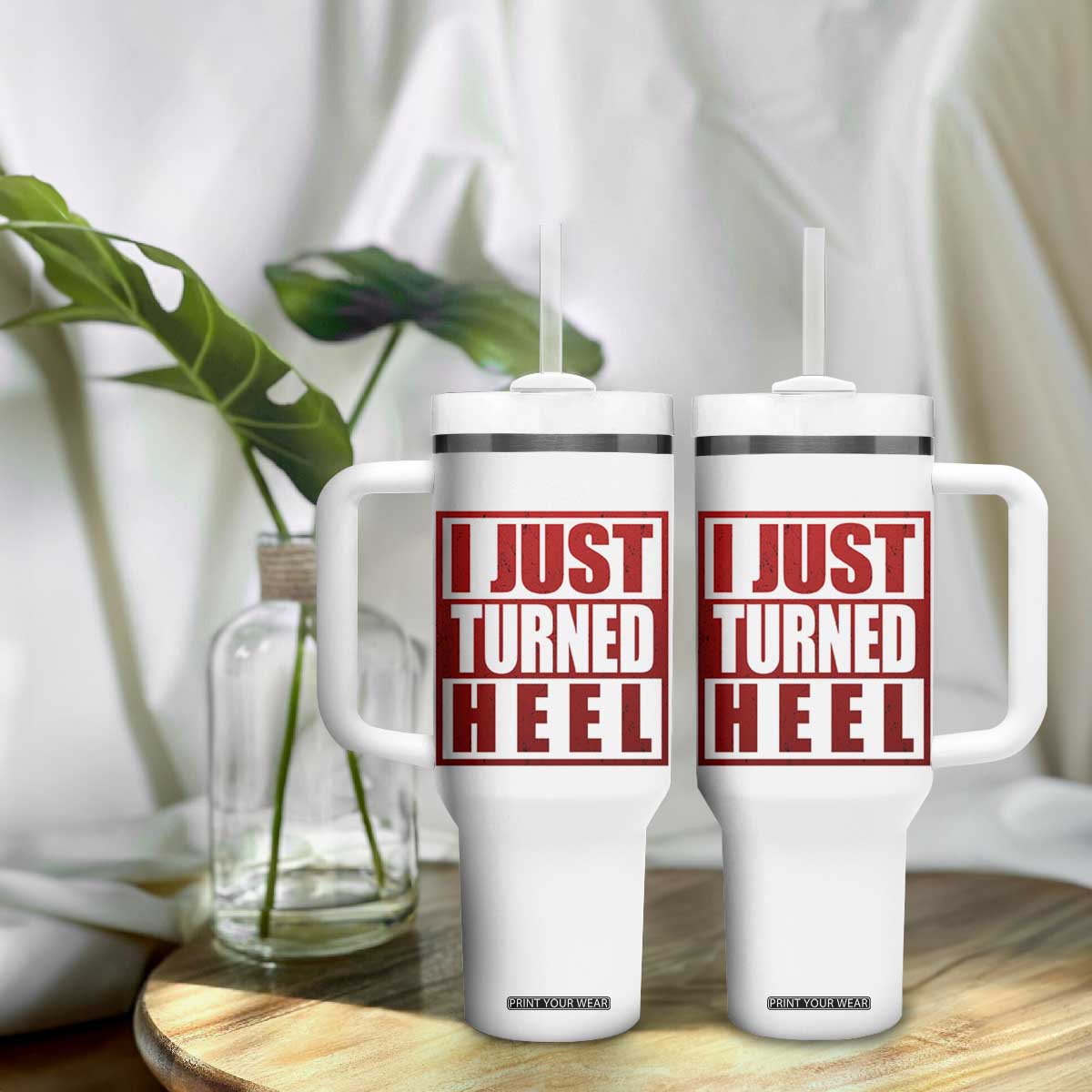 I Just Turned Heel Tumbler With Handle Pro Wrestling Retro Distressed TS10 Print Your Wear