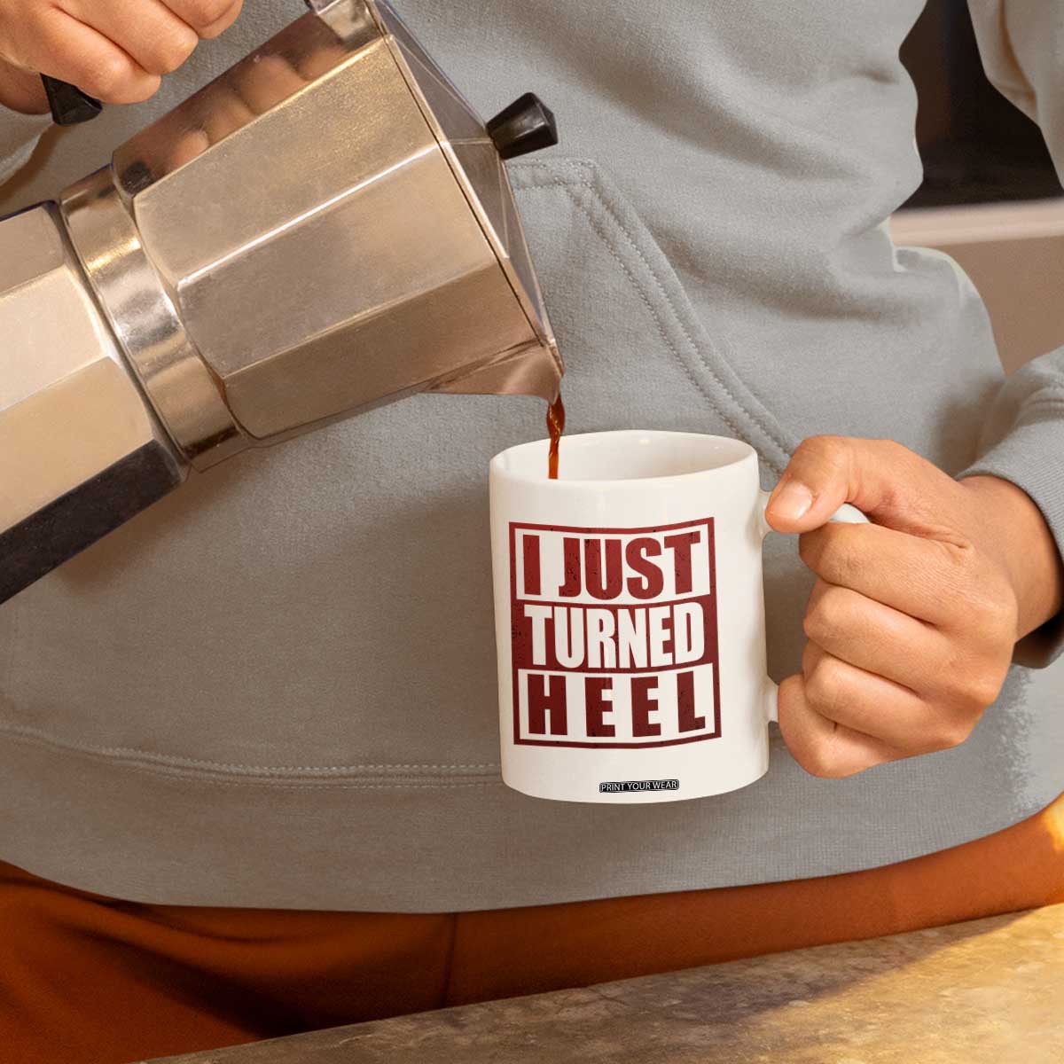 I Just Turned Heel Coffee Mug Pro Wrestling Retro Distressed TS10 Print Your Wear