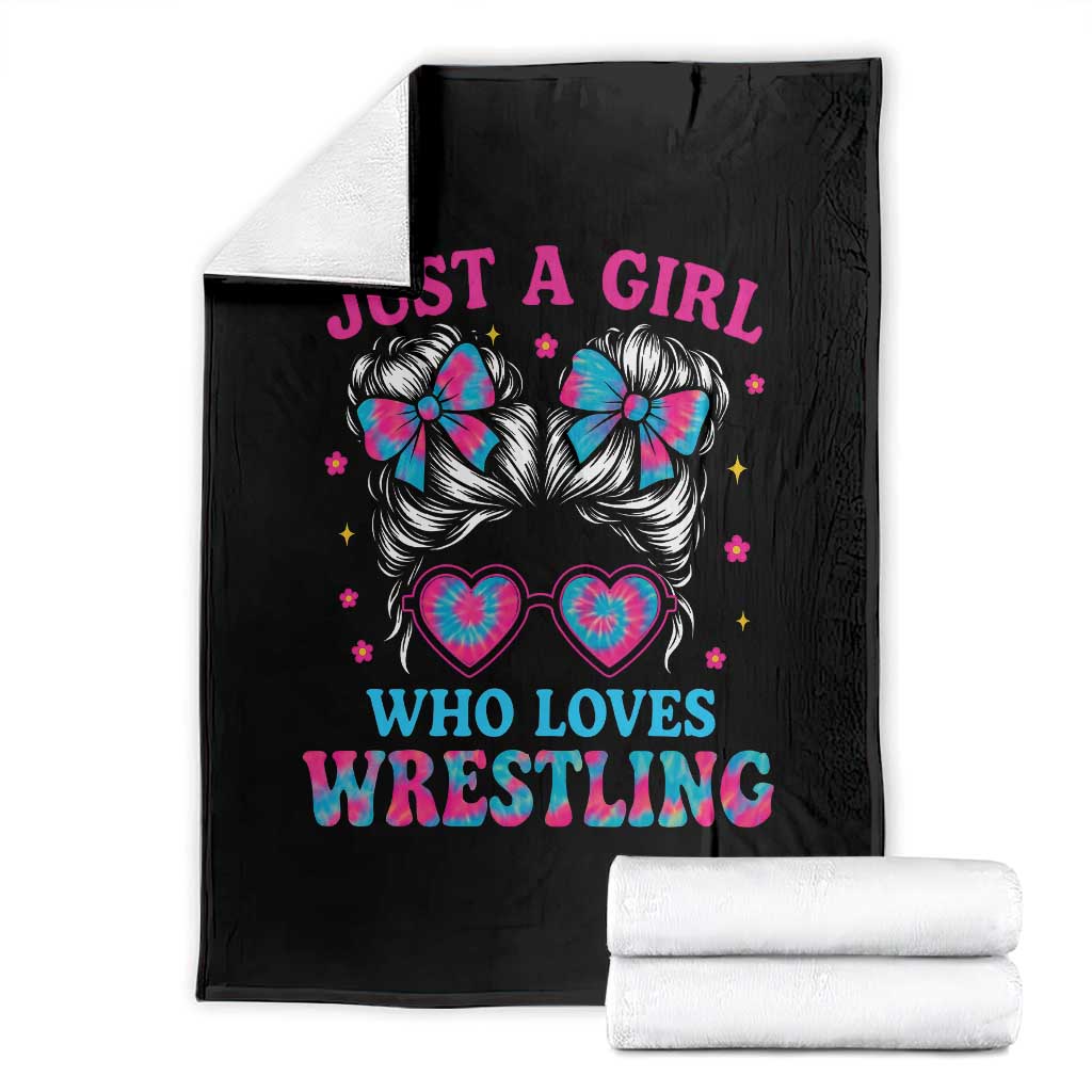 Just A Girl Who Loves Wrestling Throw Blanket Funny Wrestle Lover Wrestler Messy Bun TS10 Black Print Your Wear