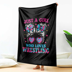 Just A Girl Who Loves Wrestling Throw Blanket Funny Wrestle Lover Wrestler Messy Bun TS10 Print Your Wear