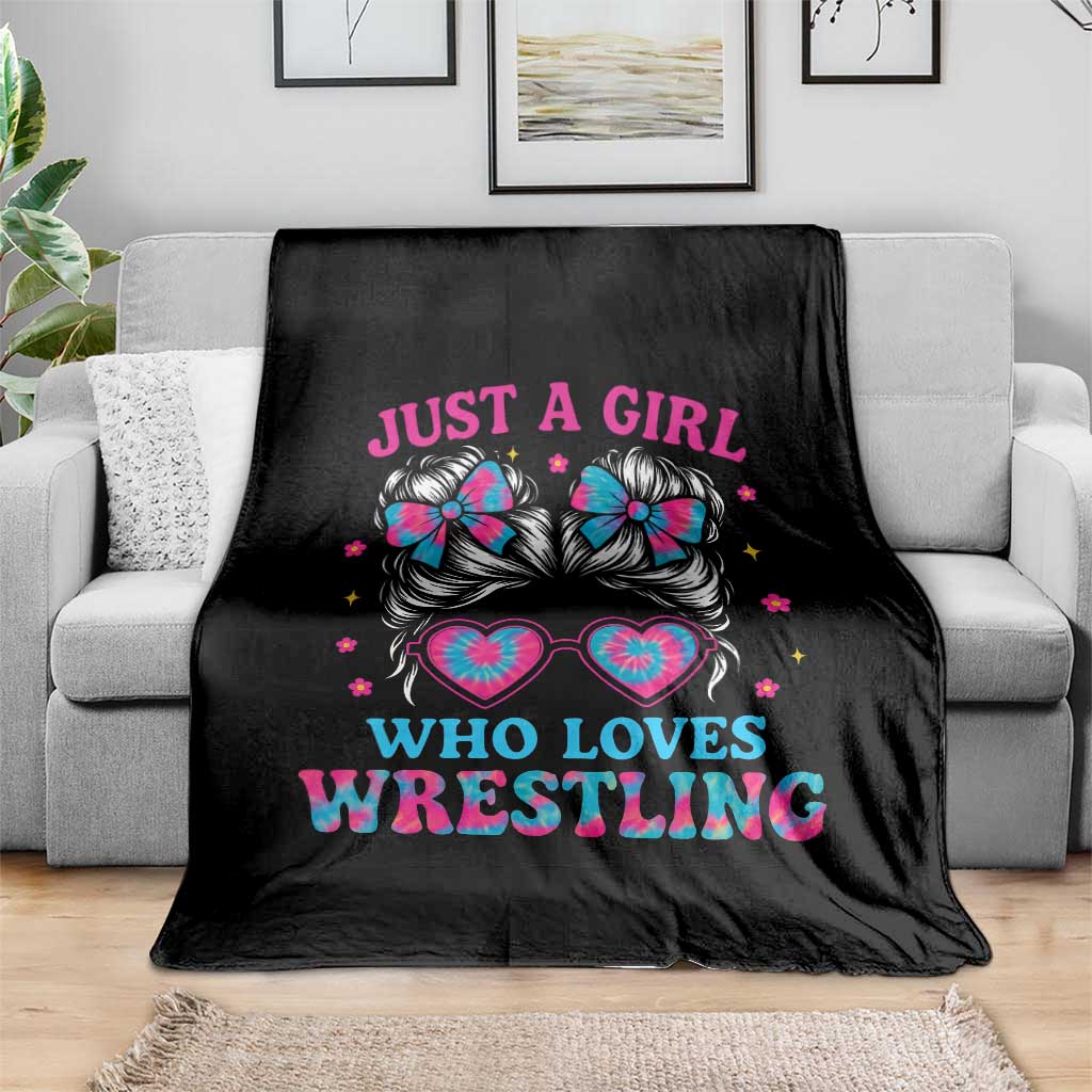 Just A Girl Who Loves Wrestling Throw Blanket Funny Wrestle Lover Wrestler Messy Bun TS10 Print Your Wear