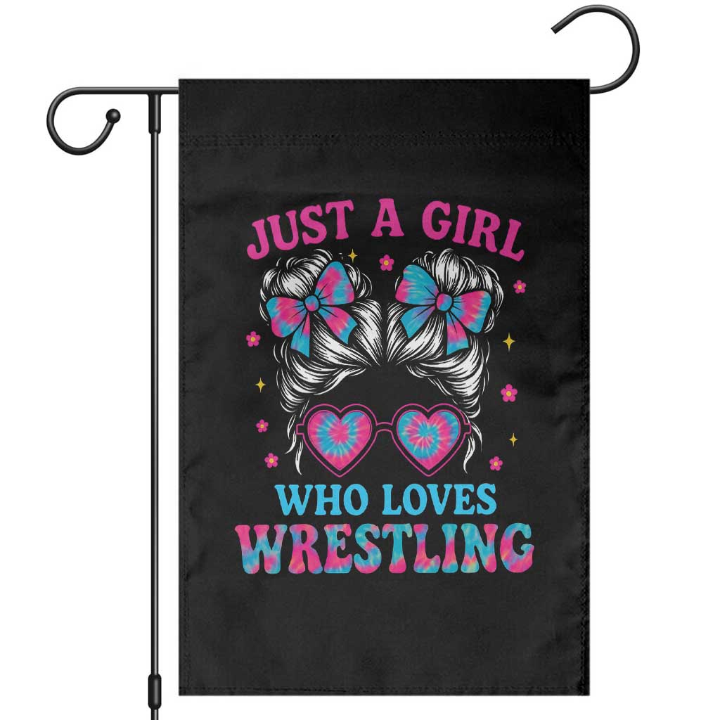 Just A Girl Who Loves Wrestling Garden Flag Funny Wrestle Lover Wrestler Messy Bun TS10 Black Print Your Wear