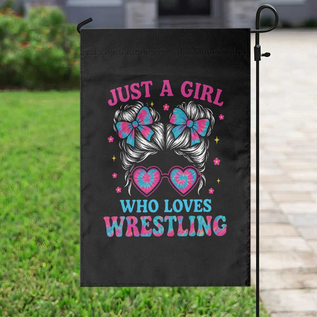 Just A Girl Who Loves Wrestling Garden Flag Funny Wrestle Lover Wrestler Messy Bun TS10 Print Your Wear