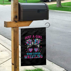 Just A Girl Who Loves Wrestling Garden Flag Funny Wrestle Lover Wrestler Messy Bun TS10 Print Your Wear