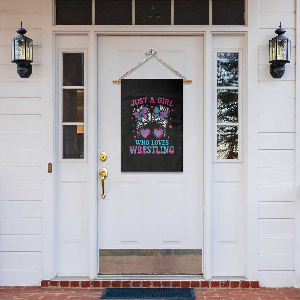 Just A Girl Who Loves Wrestling Garden Flag Funny Wrestle Lover Wrestler Messy Bun TS10 Print Your Wear