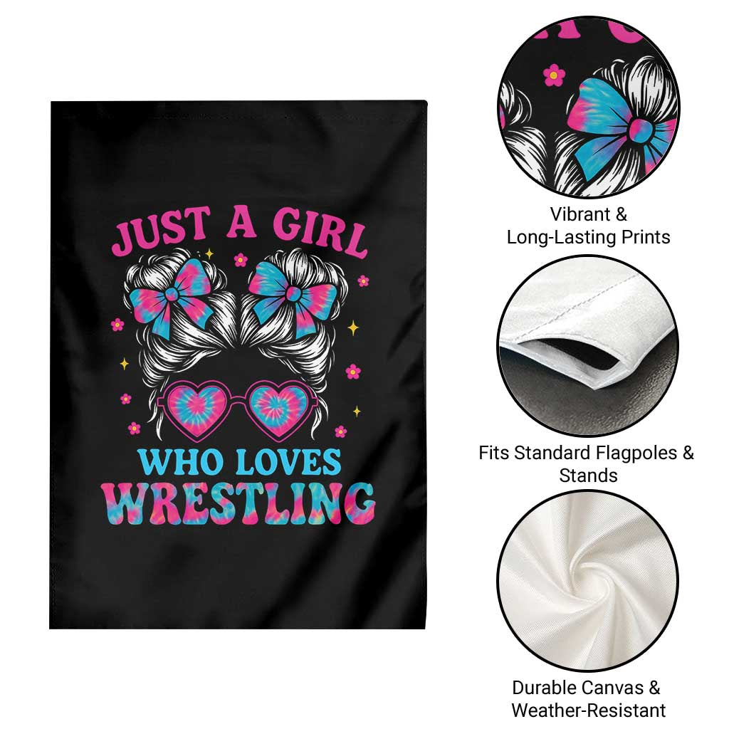 Just A Girl Who Loves Wrestling Garden Flag Funny Wrestle Lover Wrestler Messy Bun TS10 Print Your Wear