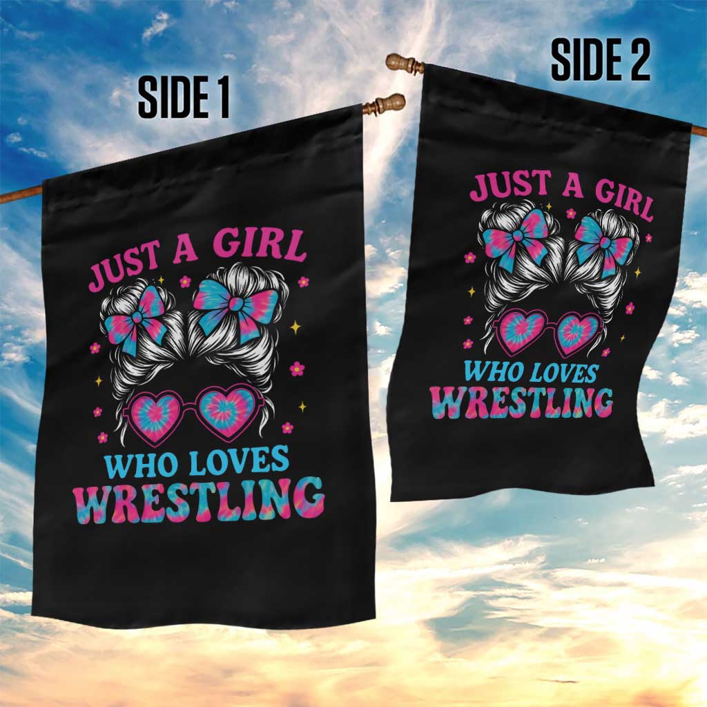 Just A Girl Who Loves Wrestling Garden Flag Funny Wrestle Lover Wrestler Messy Bun TS10 Print Your Wear