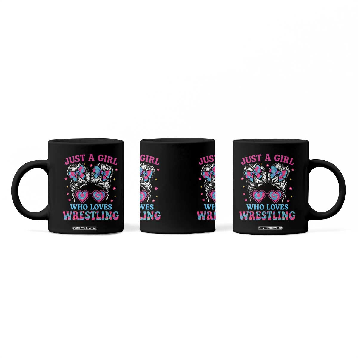 Just A Girl Who Loves Wrestling Coffee Mug Funny Wrestle Lover Wrestler Messy Bun TS10 Print Your Wear