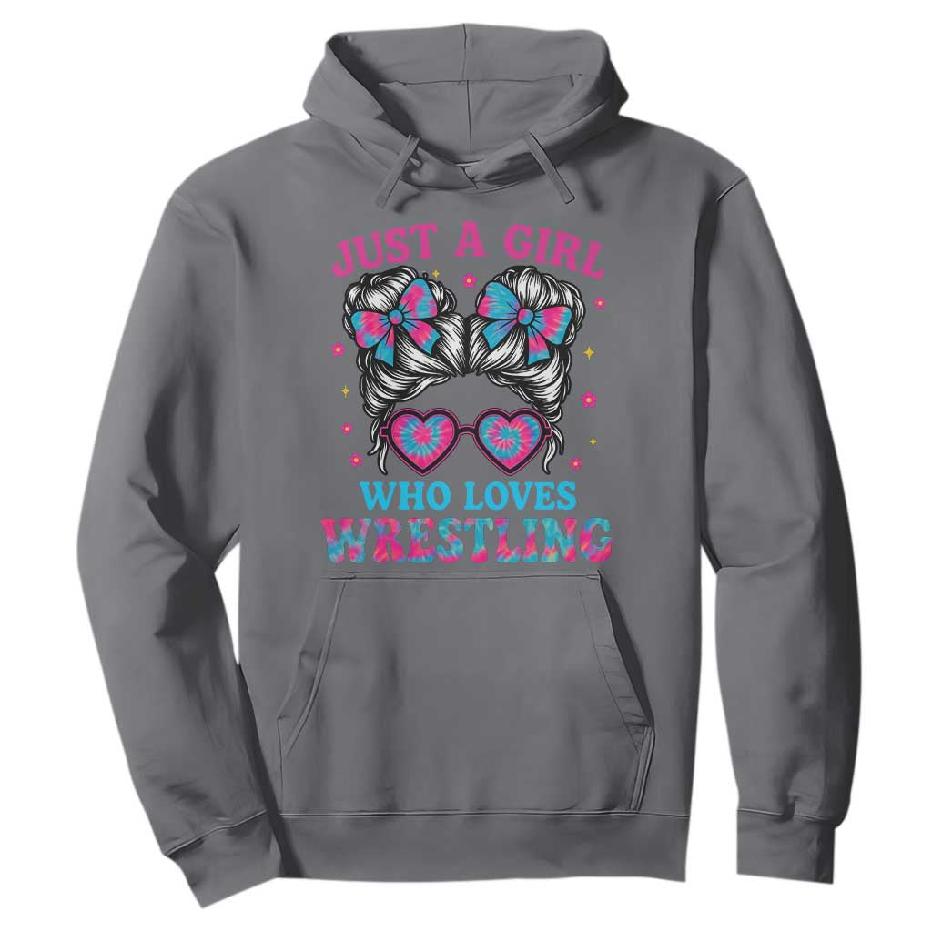 Just A Girl Who Loves Wrestling Hoodie Funny Wrestle Lover Wrestler Messy Bun TS10 Charcoal Print Your Wear