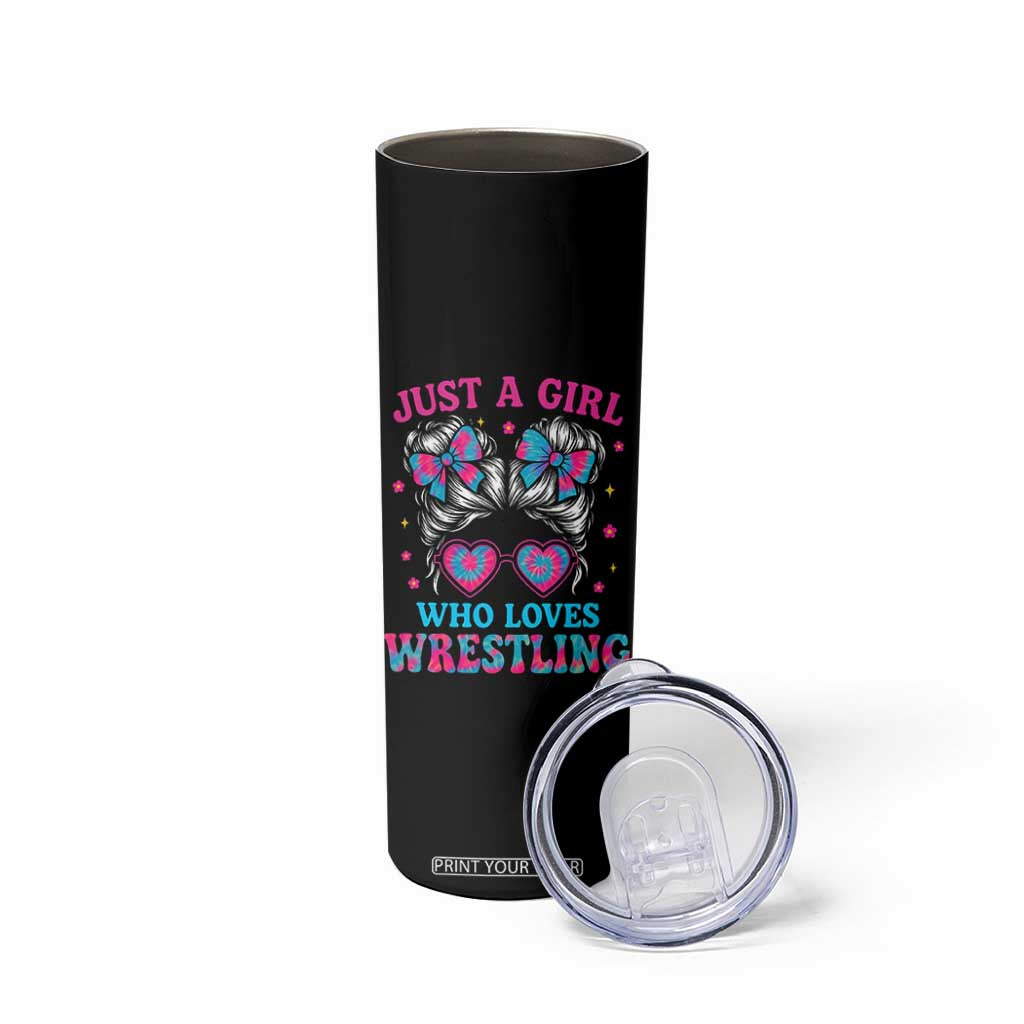 Just A Girl Who Loves Wrestling Skinny Tumbler Funny Wrestle Lover Wrestler Messy Bun TS10 Print Your Wear