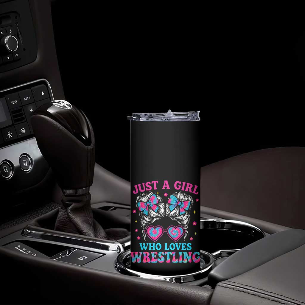 Just A Girl Who Loves Wrestling Skinny Tumbler Funny Wrestle Lover Wrestler Messy Bun TS10 Print Your Wear