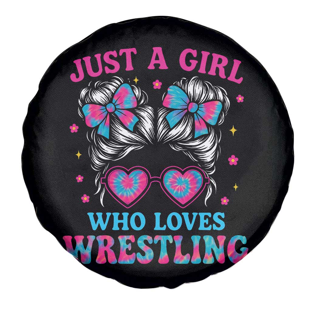 Just A Girl Who Loves Wrestling Spare Tire Cover Funny Wrestle Lover Wrestler Messy Bun TS10 Print Your Wear