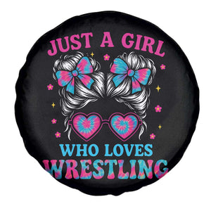 Just A Girl Who Loves Wrestling Spare Tire Cover Funny Wrestle Lover Wrestler Messy Bun TS10 Print Your Wear