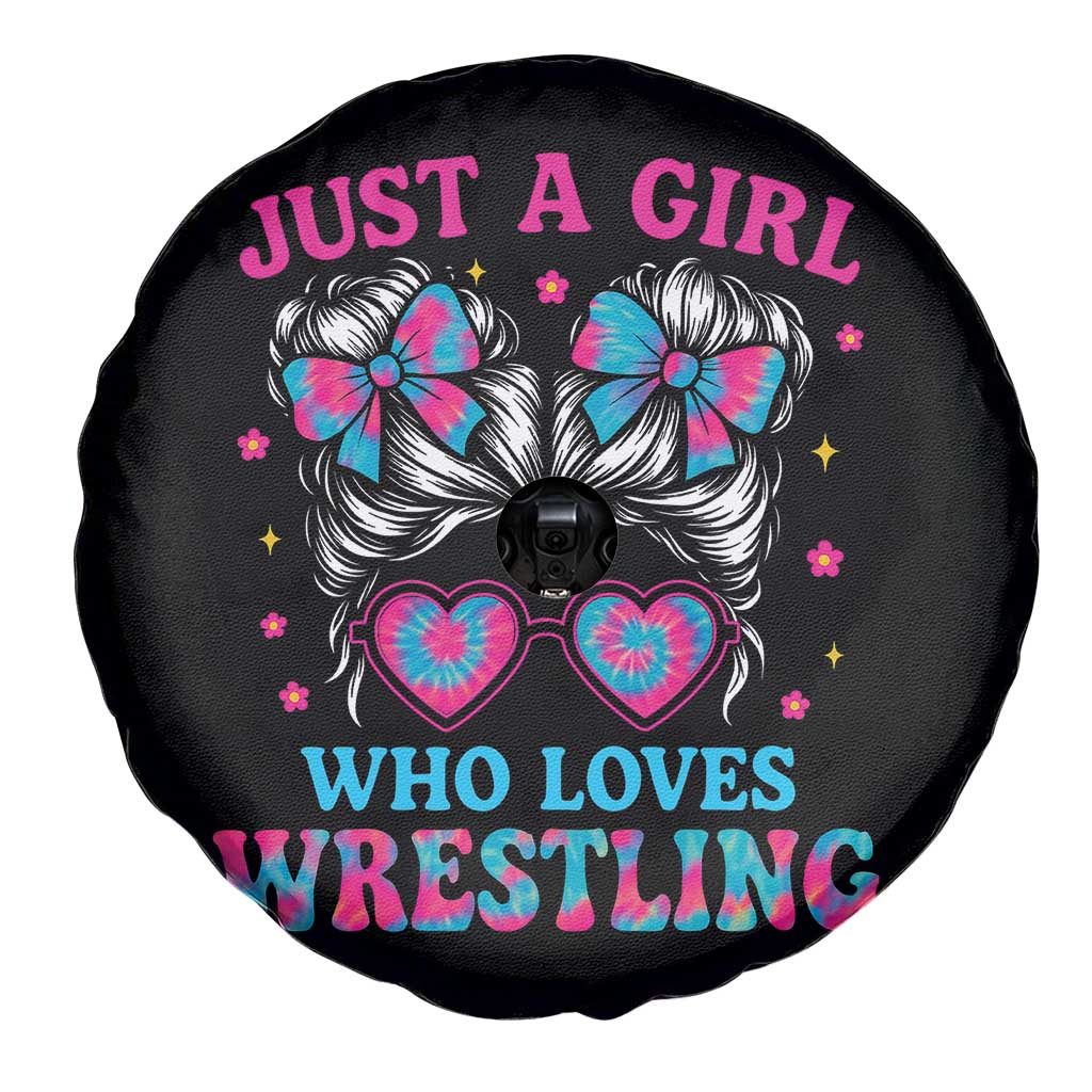 Just A Girl Who Loves Wrestling Spare Tire Cover Funny Wrestle Lover Wrestler Messy Bun TS10 Print Your Wear