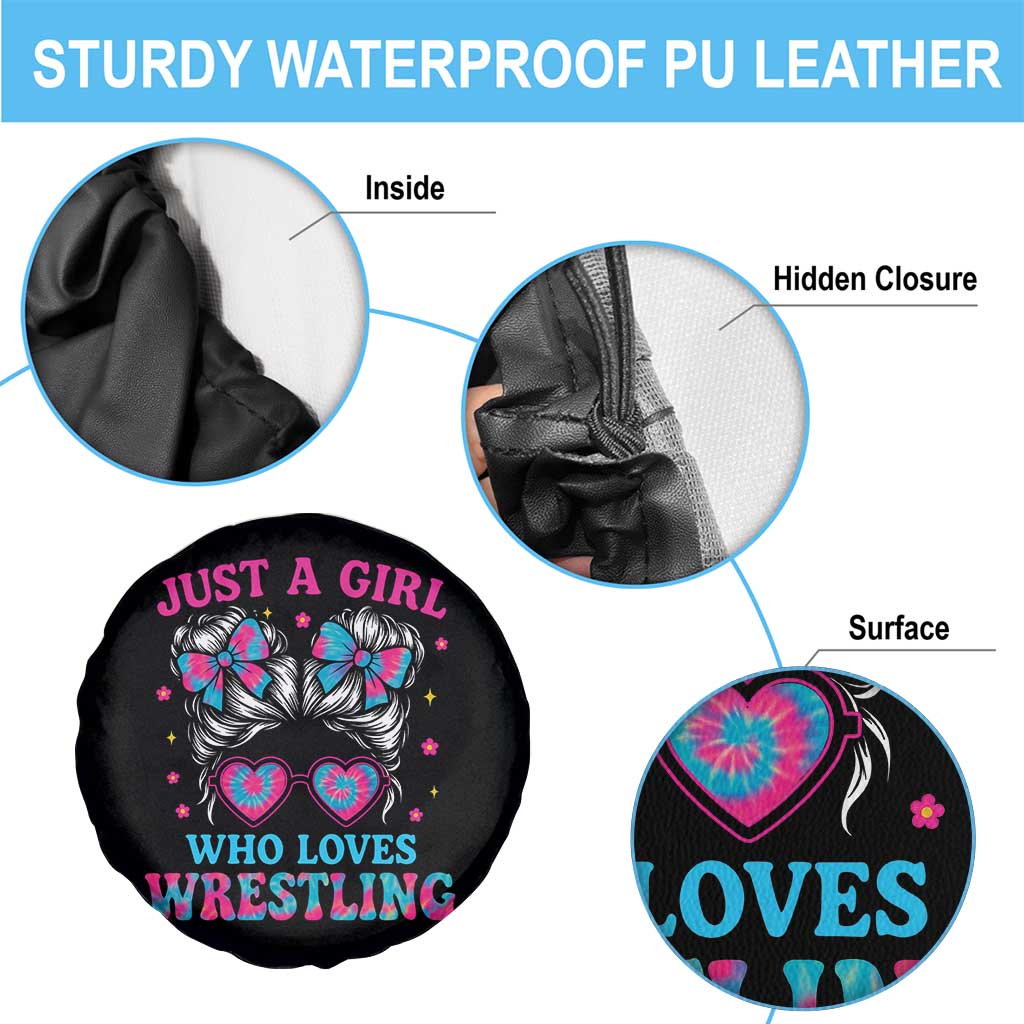 Just A Girl Who Loves Wrestling Spare Tire Cover Funny Wrestle Lover Wrestler Messy Bun TS10 Print Your Wear