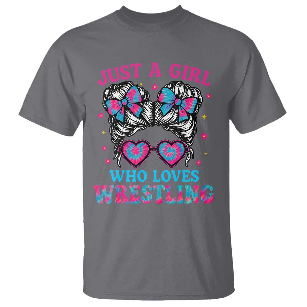 Just A Girl Who Loves Wrestling T Shirt Funny Wrestle Lover Wrestler Messy Bun TS10 Charcoal Print Your Wear