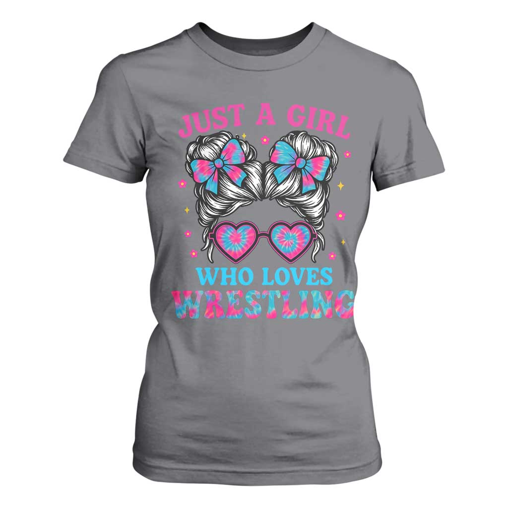 Just A Girl Who Loves Wrestling T Shirt For Women Funny Wrestle Lover Wrestler Messy Bun TS10 Charcoal Print Your Wear