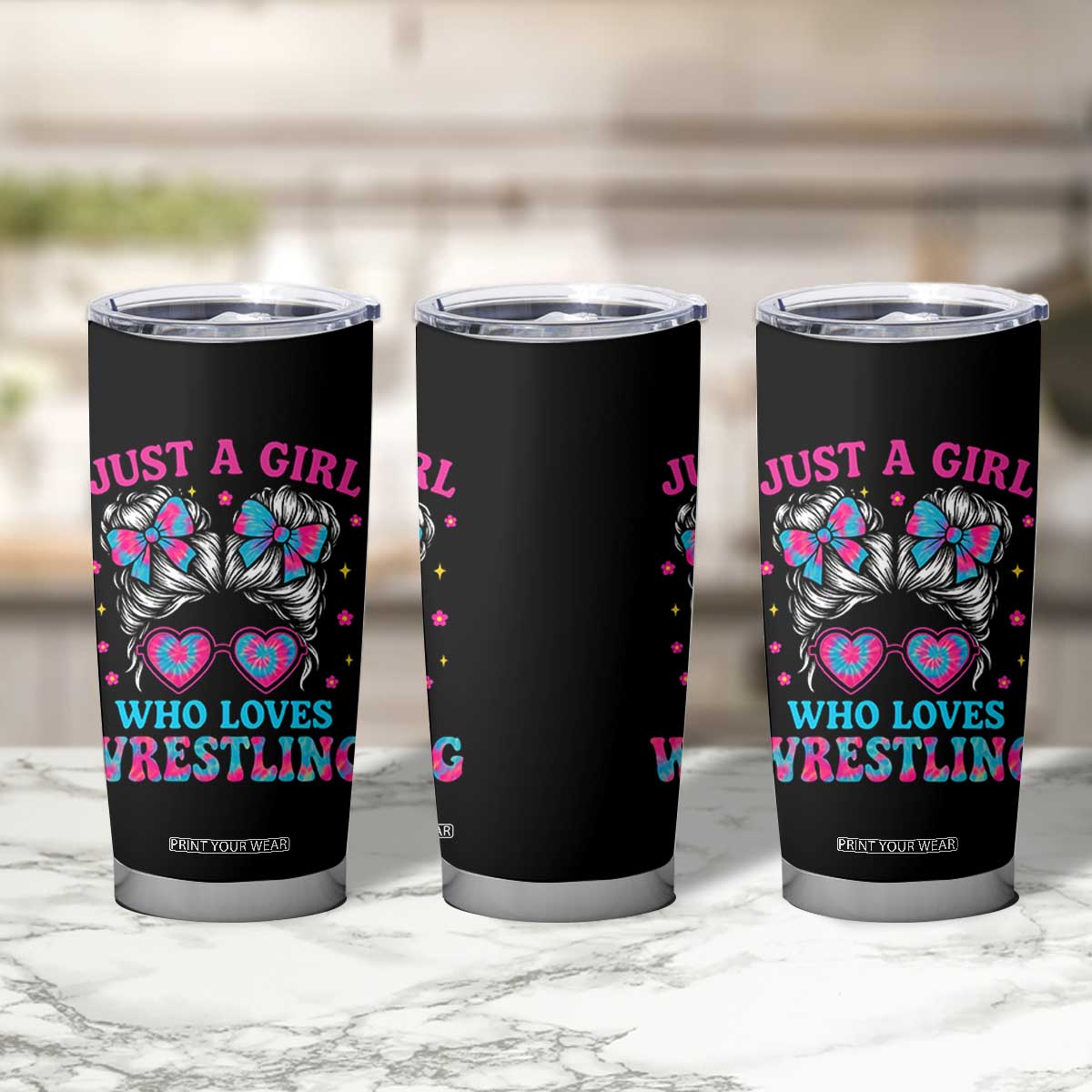 Just A Girl Who Loves Wrestling Tumbler Cup Funny Wrestle Lover Wrestler Messy Bun TS10 Print Your Wear