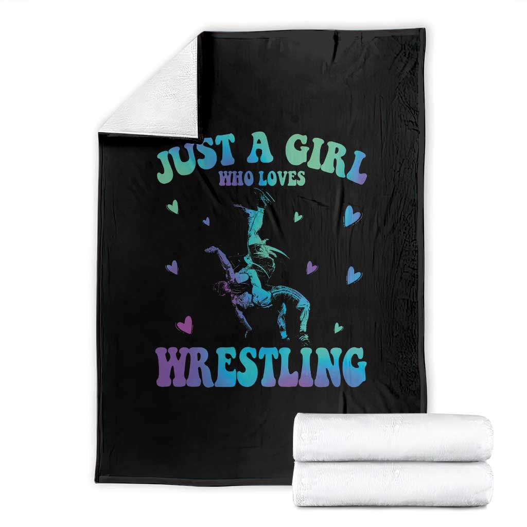 Just A Girl Who Loves Wrestling Throw Blanket Funny Wrestle Lover Wrestler TS10 Black Print Your Wear